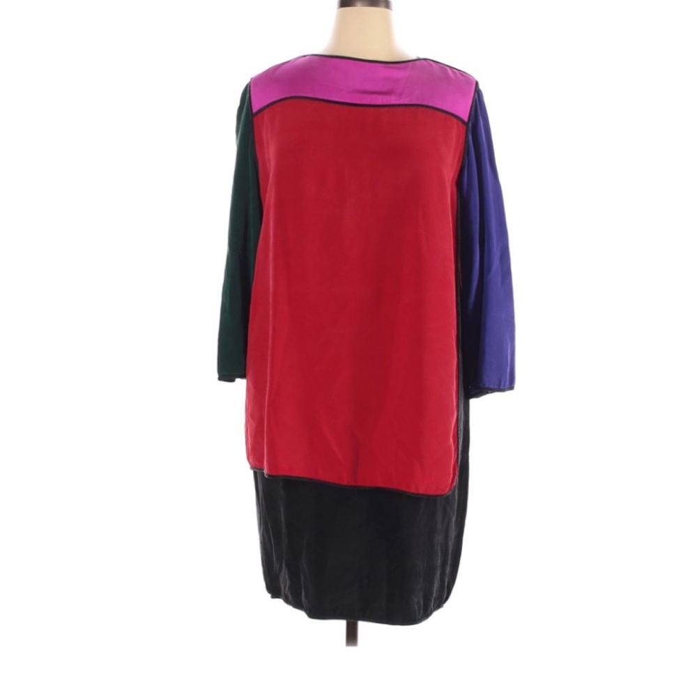 Tom And Linda Platt Silk Colorblock Shift Dress 14
